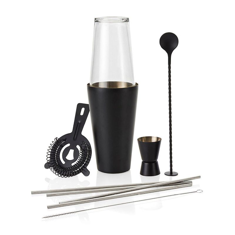 COCKTAIL SET MATTE BLACK 10PCE, S/ROGERS