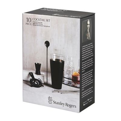 COCKTAIL SET MATTE BLACK 10PCE, S/ROGERS