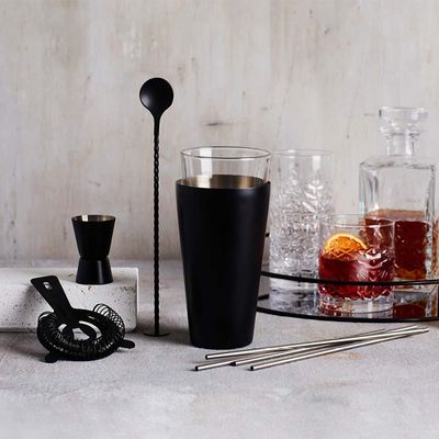 COCKTAIL SET MATTE BLACK 10PCE, S/ROGERS