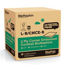 NAPKIN COCKTAIL EMBOSS BLK 2PLY, 2000CT