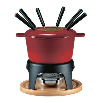 FONDUE SET 11PCE C/IRON RED, SWISSMAR