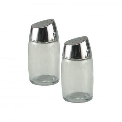 SALT & PEPPER SHAKER GLASS 8CM