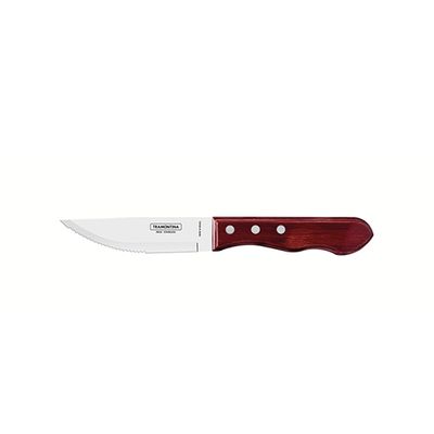 KNIFE STEAK JUMBO POINT P/WOOD RED 5IN
