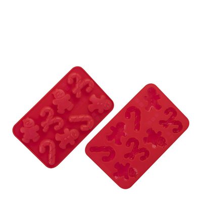 CHOC MOULD XMAS 8CUP RED SET/2, DLINE