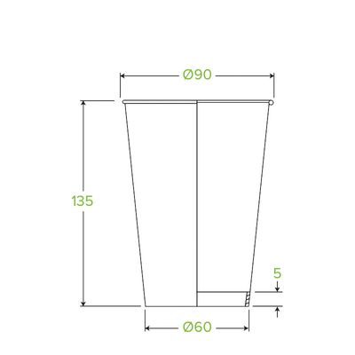 CUP ART 16OZ SINGLE WALL, BIOPAK 1000CTN