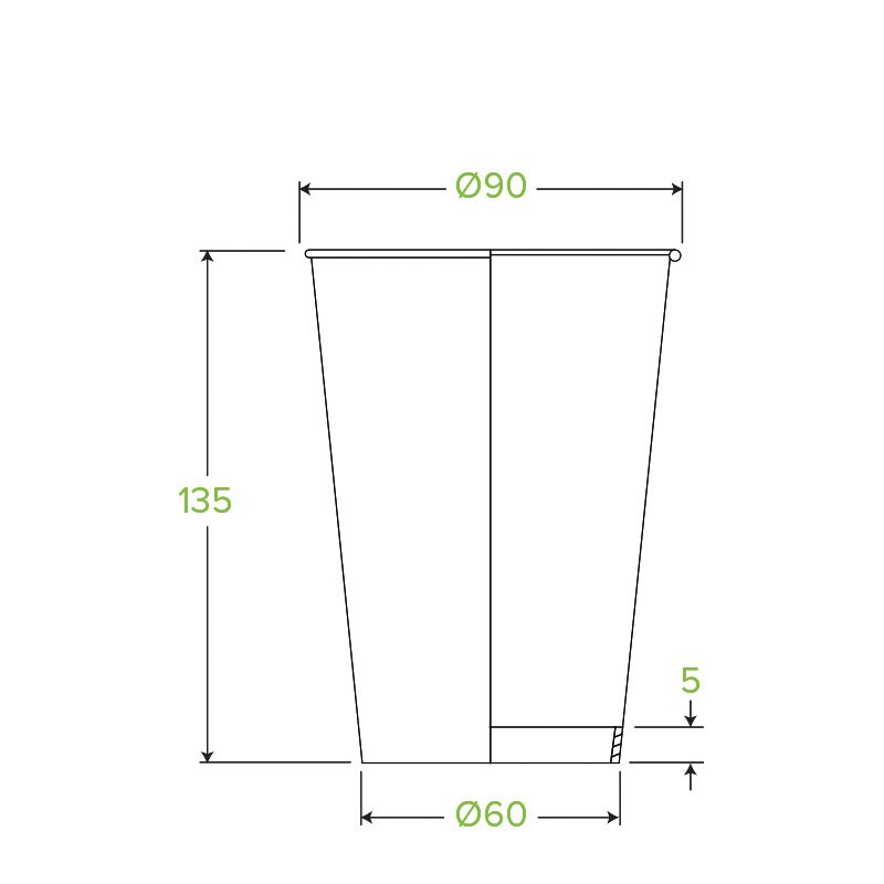 CUP ART 16OZ SINGLE WALL, BIOPAK 1000CTN