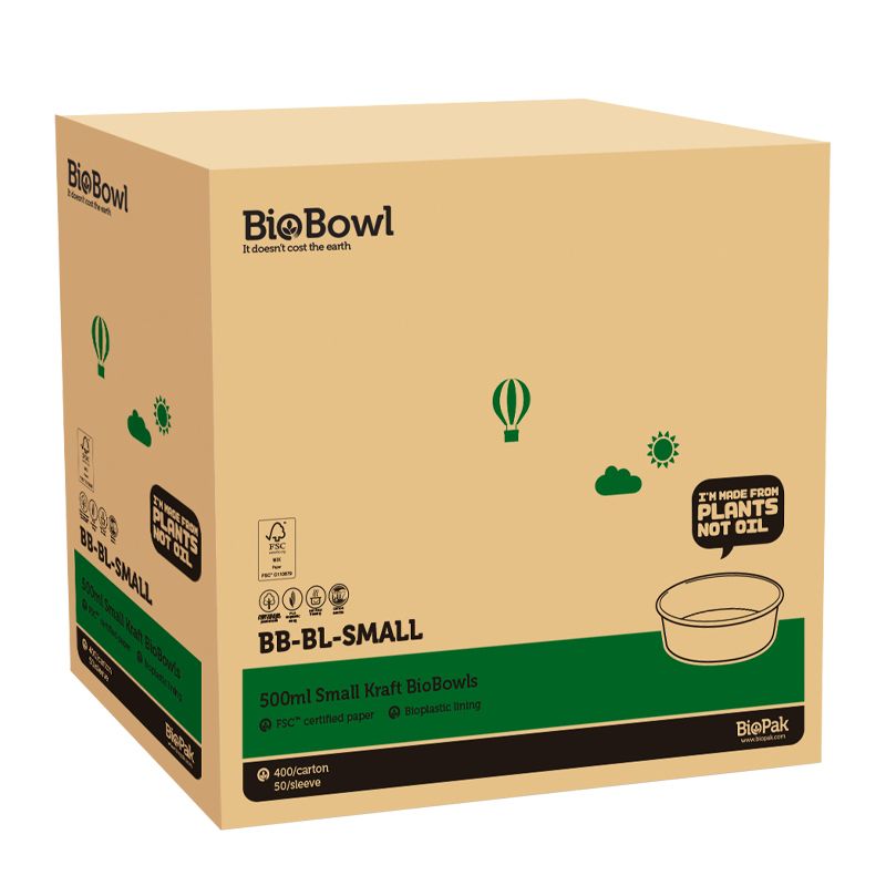 BOWL SMALL KRAFT 500ML, BIOBOWL 400CTN