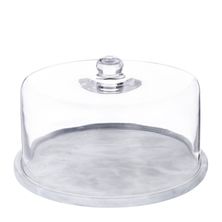 GLASS CAKE DOME MARBLE BASE 29CM, NUVOLO