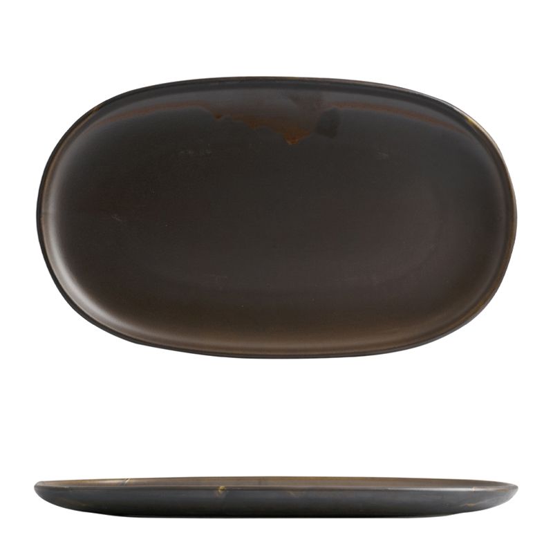 PLATE OVAL RUST 355X215MM, MODA