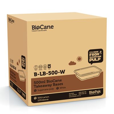 RECTANGULAR BOX 500ML WHITE, BIOPAK