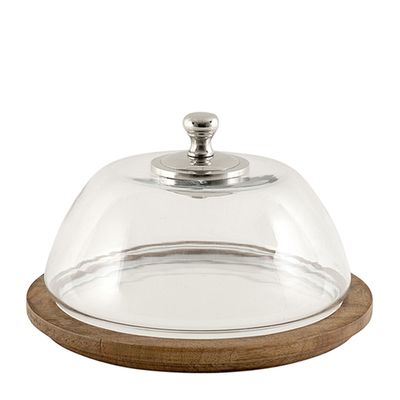 CAKE PLATE WOOD W/DOME GLASS, WEBSTER