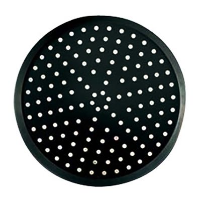 PIZZA TRAY 10IN W/HOLES BLACK STEEL