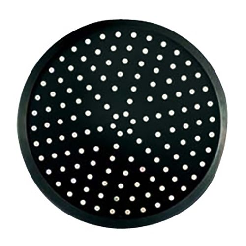 PIZZA TRAY 10IN W/HOLES BLACK STEEL