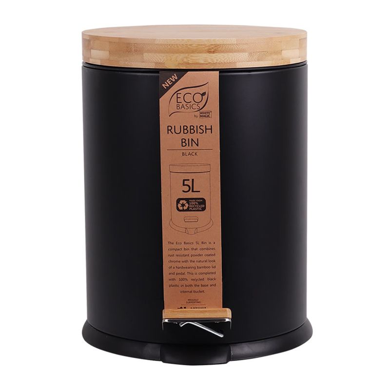 BIN RUBBISH BLACK 5L, ECO BASICS