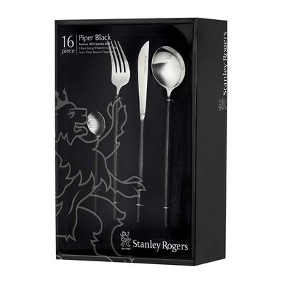 CUTLERY SET BLACK 16PC, PIPER S/ROGERS