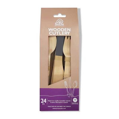 CUTLERY WOOD GREY, ECO SOULIFE 24PCES
