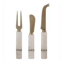 CHEESE KNIFE SET/3 WHITE/GOLD, EMERSON