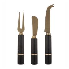CHEESE KNIFE SET/3 BLACK/GOLD, EMERSON