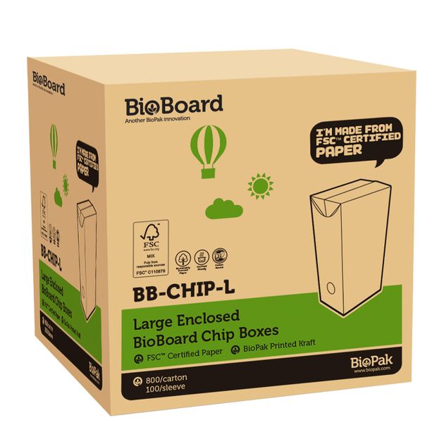 Shop CHIP BOX LARGE BROWN, BIOPAK - Chef’s Hat
