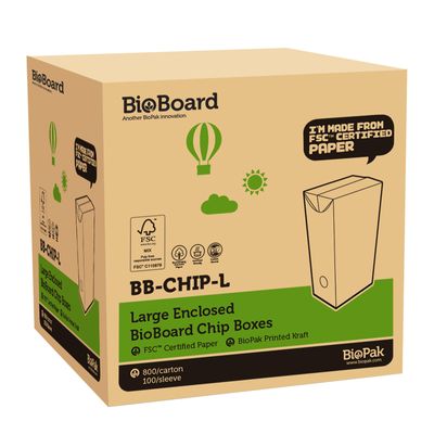 CHIP BOX LARGE BROWN, BIOPAK