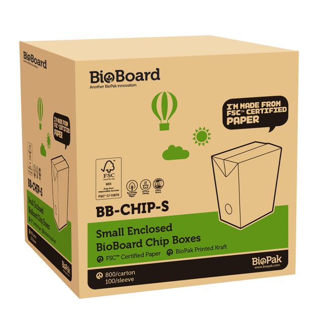 Shop CHIP BOX SMALL BROWN, BIOPAK - Chef’s Hat