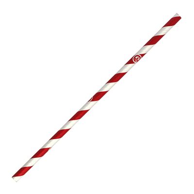 STRAW PAPER RED STRIPE, BIOPAK 250PCES