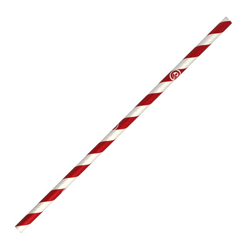 STRAW PAPER RED STRIPE, BIOPAK 250PCES