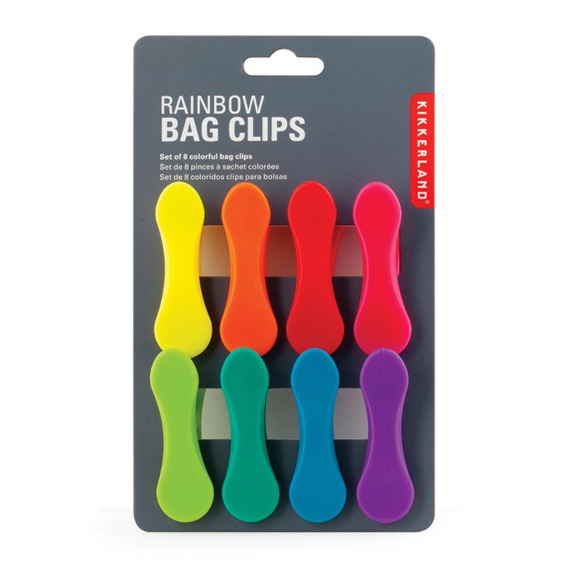 BAG CLIPS SET8 RAINBOW 7CM, KIKKERLAND