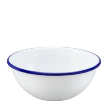 BOWL WHT/BLUE RIM 14CM ENAMEL, FALCON