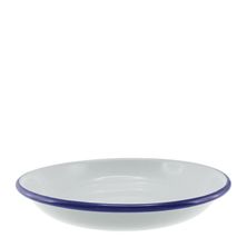 PLATE PASTA WHT W/ BLUE RIM ENAMEL 20CM