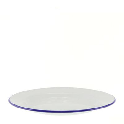 PLATE WHT/BLUE RIM 24CM ENAMEL, FALCON