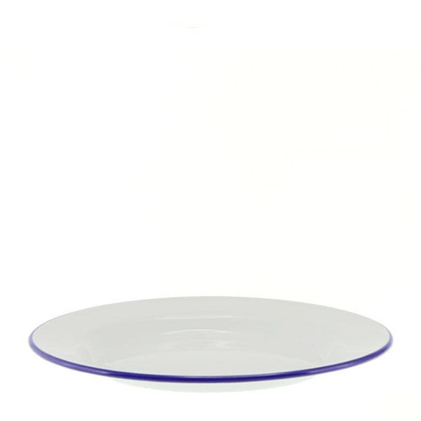 PLATE WHT/BLUE RIM 24CM ENAMEL, FALCON