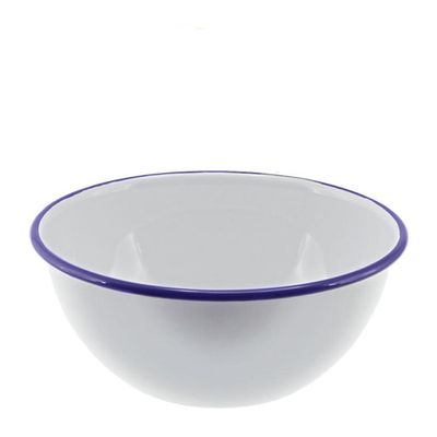 BOWL WHT/BLUE RIM 16X5.5CM ENAMEL,FALCON