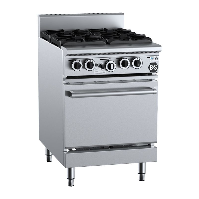 OVEN GAS 4 BURNER, B+S BLACK