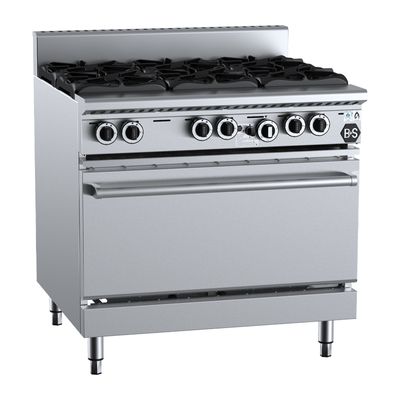 OVEN GAS 6 BURNER, B+S BLACK