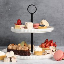 CAKE STAND 2 TIER WHITE, GABEL & TELLER