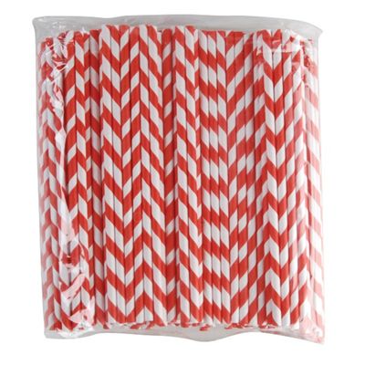 STRAW PAPER RED/WHITE 205MM, 250PCS