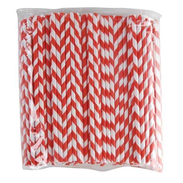 STRAW PAPER RED/WHITE 200MM, 250PCS