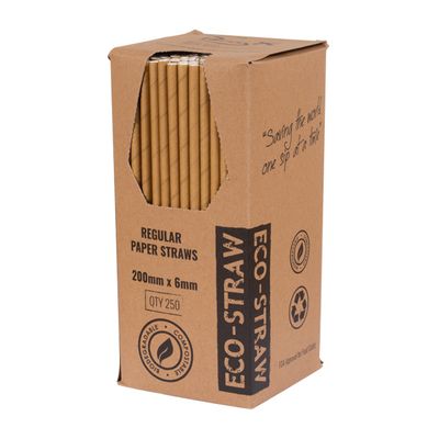 STRAW PAPER KRAFT BROWN 205MM, 250PK