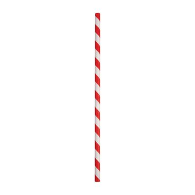 PAPER STRAW RED/WHITE STRIPED 205MM, AUSTRAW