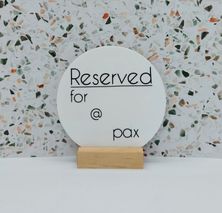 RESERVED SIGN RND WHT CUSTOMIZABLE 120MM