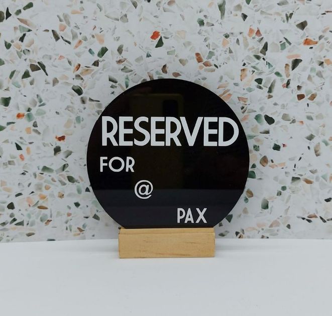 Shop RESERVED SIGN RND BLACK CUSTOMIZE 120MM - Chef’s Hat