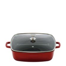 CASSEROLE SQUARE RED 28CM, ALUCHEF