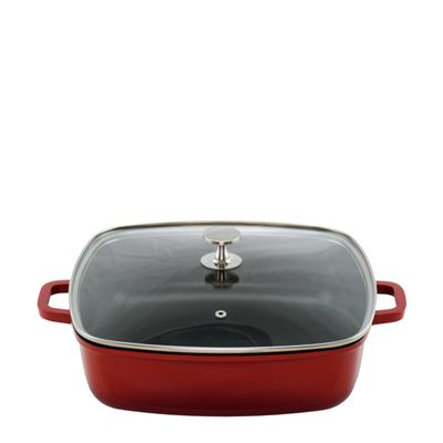 CASSEROLE SQUARE RED 28CM, ALUCHEF