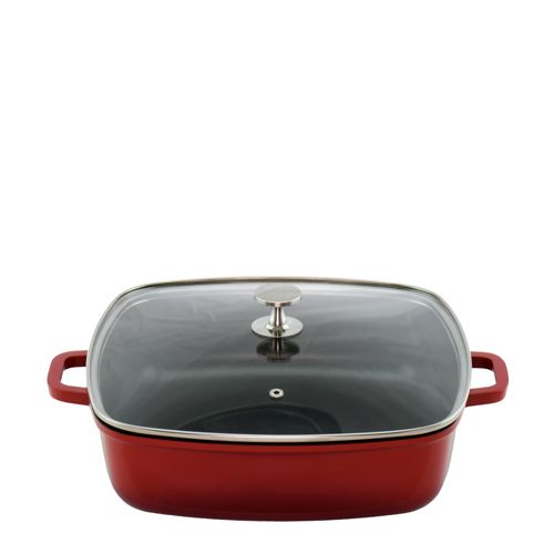 CASSEROLE SQUARE RED 28CM, ALUCHEF