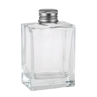 BOTTLE RECT W/ALUMINUM CAP CLEAR 100ML