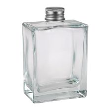 BOTTLE RECT W/ALUMINUM CAP CLEAR 200ML