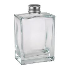 BOTTLE RECT W/ALUMINUM CAP CLEAR 200ML