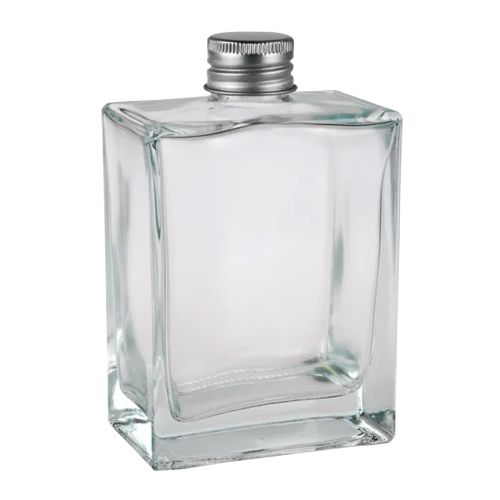 BOTTLE RECT W/ALUMINUM CAP CLEAR 200ML