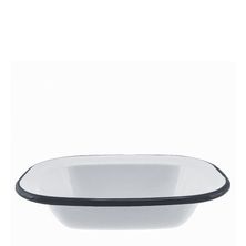 PIE DISH WHT W/BLK RIM ENAMEL16X12 X4CM